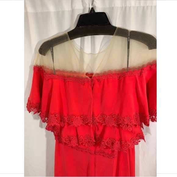 NEW $428 Tadashi Shoji Karlie Off-Shoulder Crepe Gown‎ Red [SZ 10 ] - Picture 8 of 11